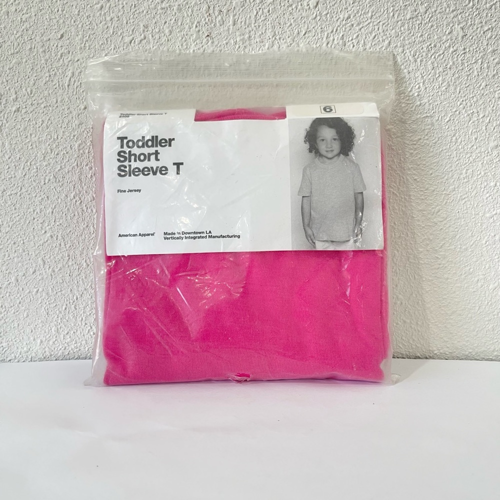 American Apparel Toddler Short Sleeve T-Shirt Fine Jersey Fuchsia New Size 6